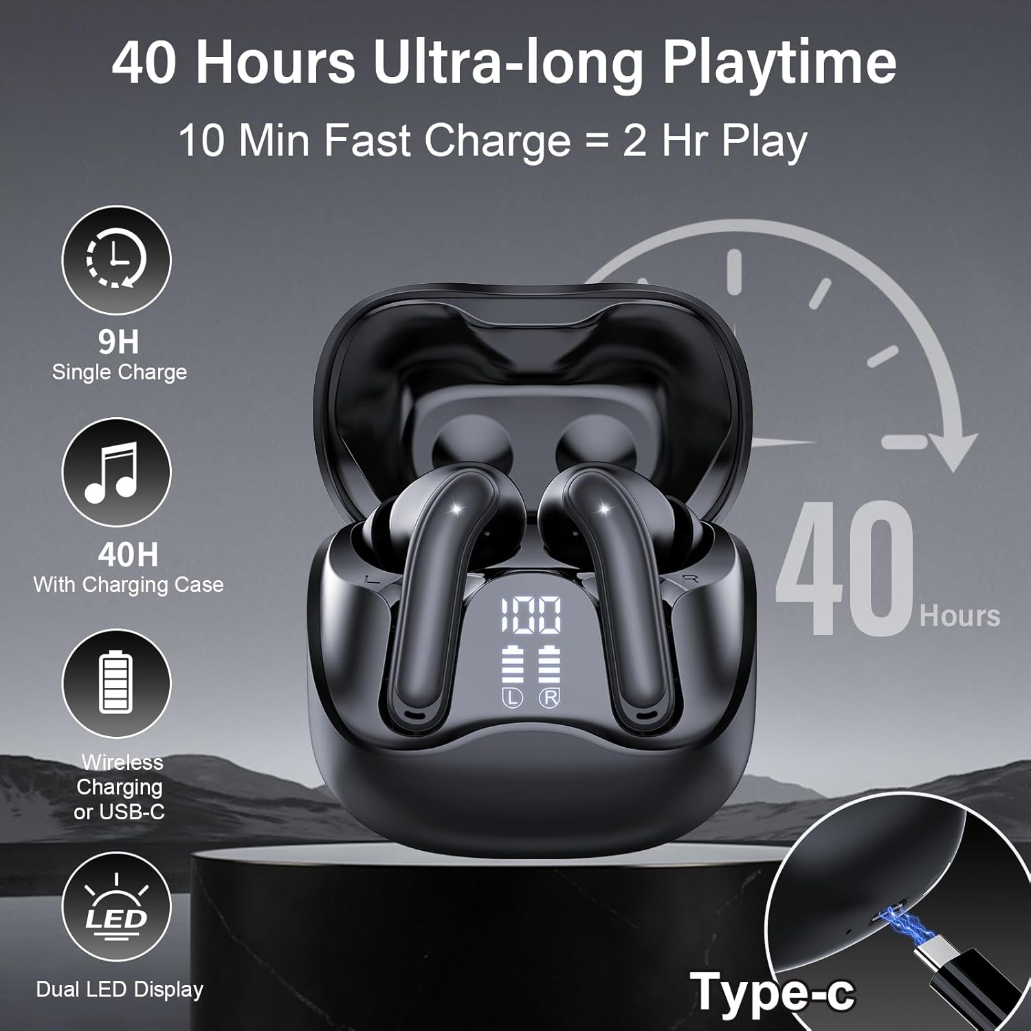 Thumbnail 5 de Wireless Earbuds with Hybrid ANC and 49 Hours Total Playtime