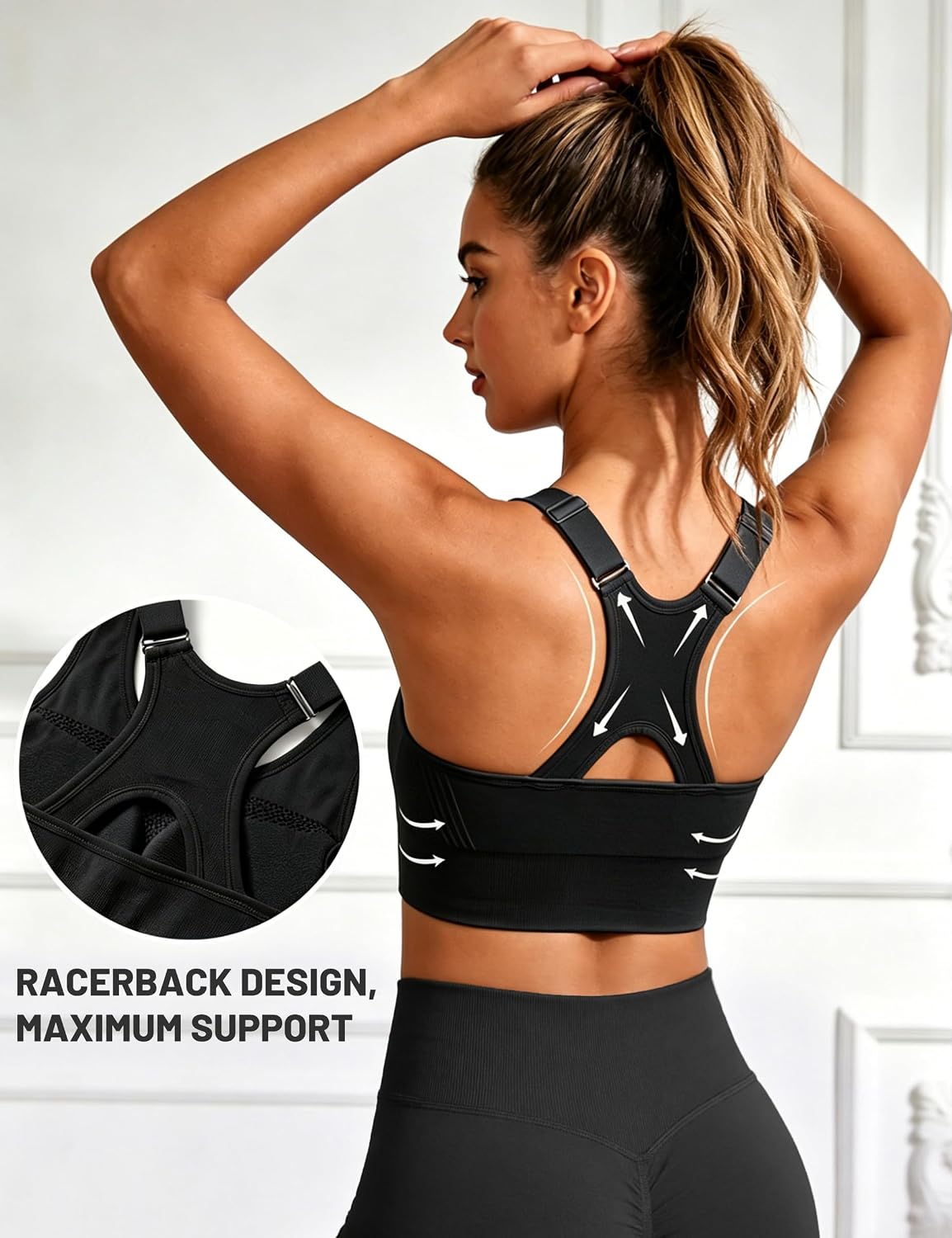 Detalle 2 de Litherday Sport BH Damen Push Up Abnehmbar Gepolstert