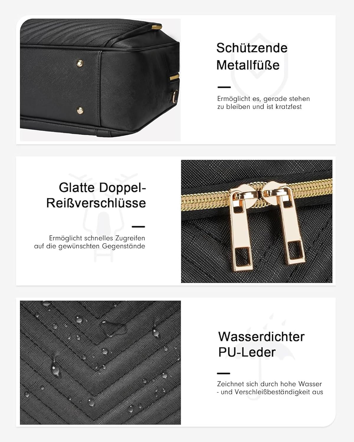Thumbnail 6 de Taygeer laptoptas 17 inch, voor laptops tot 17,3 inch, zwart PU-leer