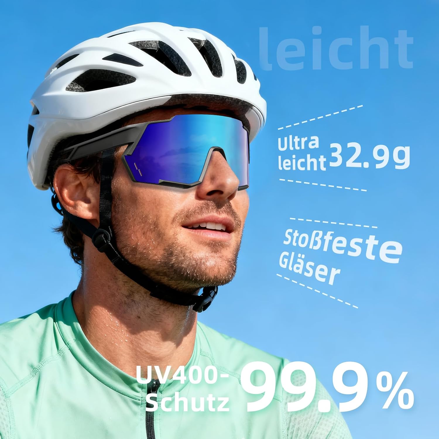Thumbnail 2 de Sportsonnenbrille Polarisierte Fahrradbrille – Ultraleicht, UV400-Schutz, verstellbare Nasenpads