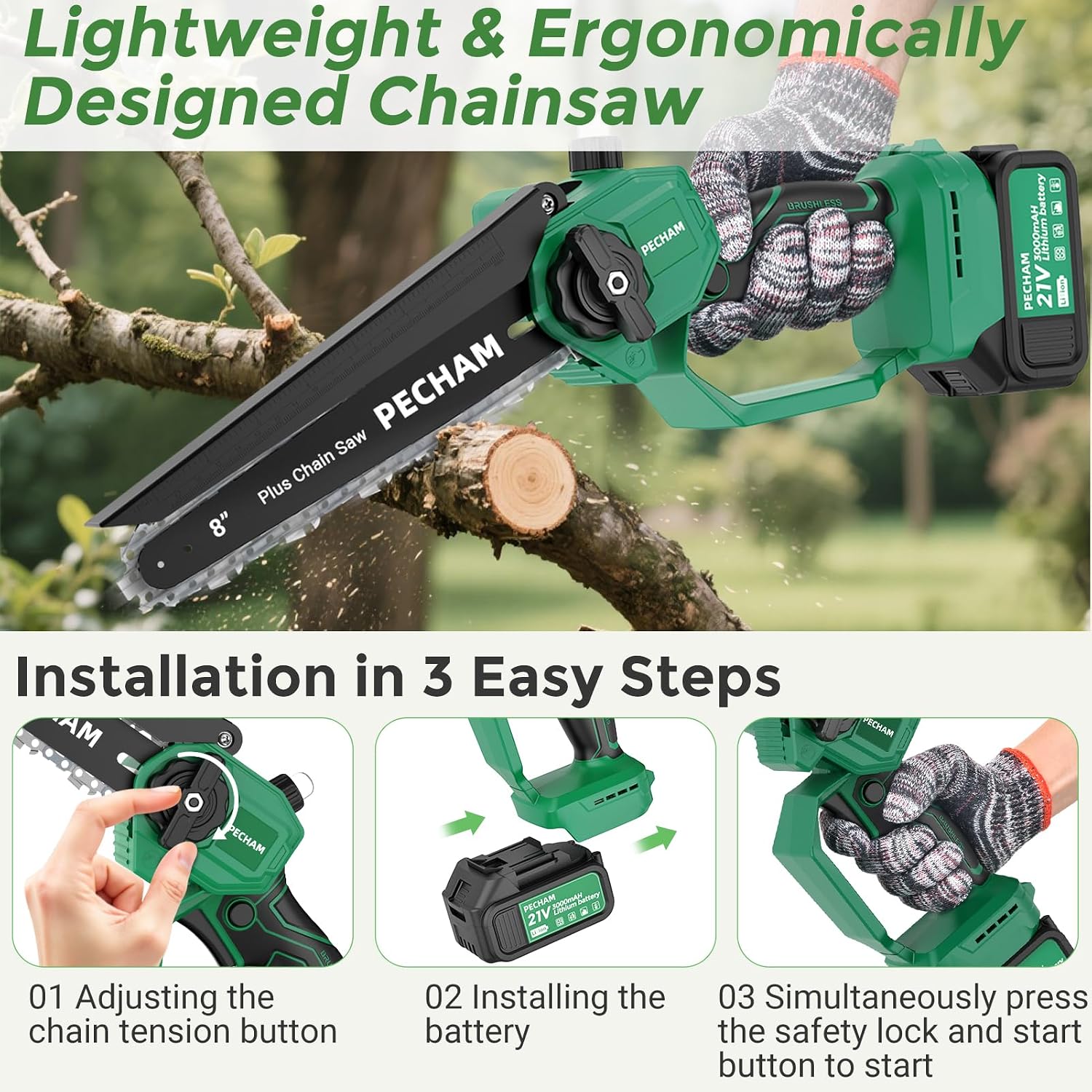 Thumbnail 4 de PECHAM 8 Inch Mini Chainsaw 800W