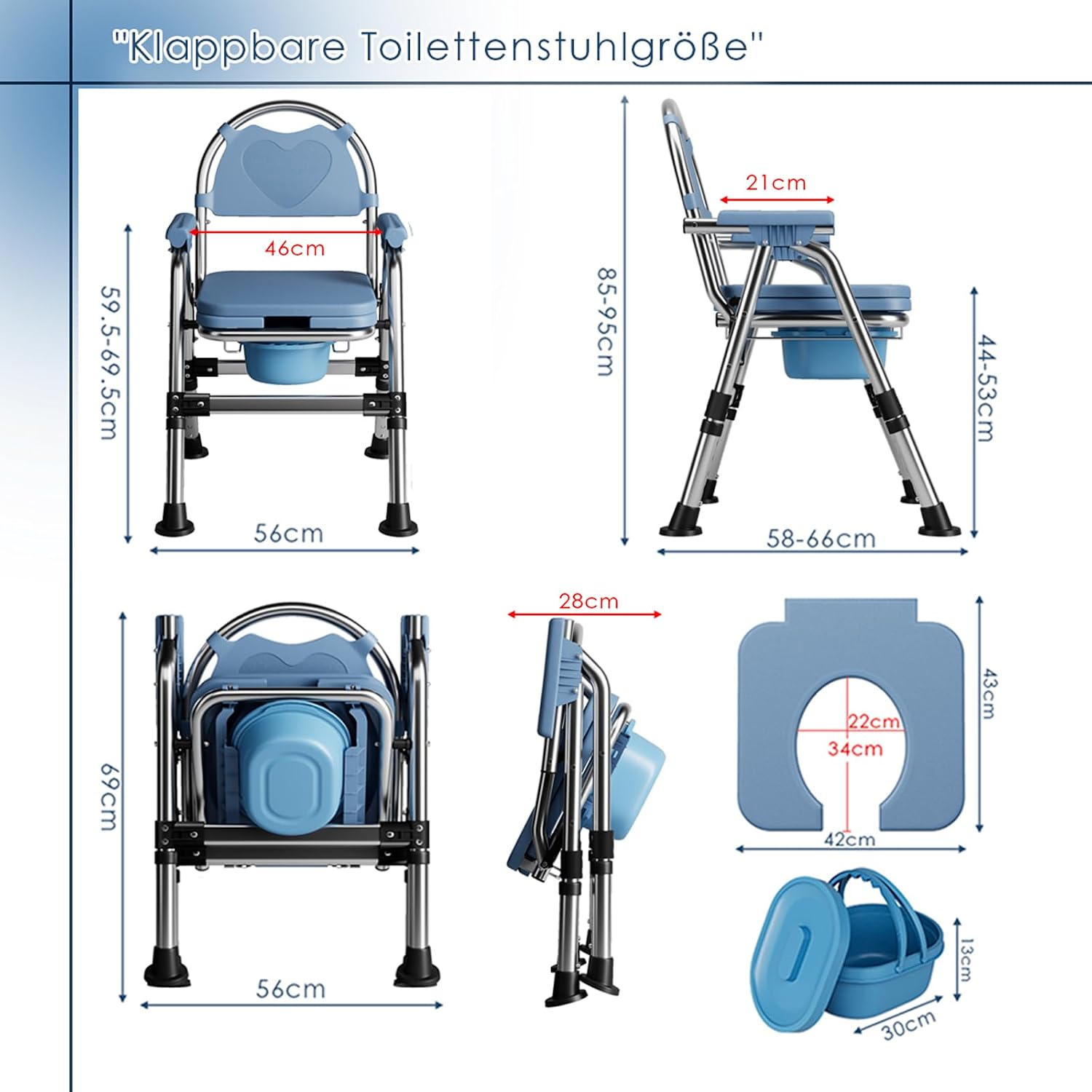Thumbnail 1 de Toilettenstuhl für Senioren 200 kg klappbar