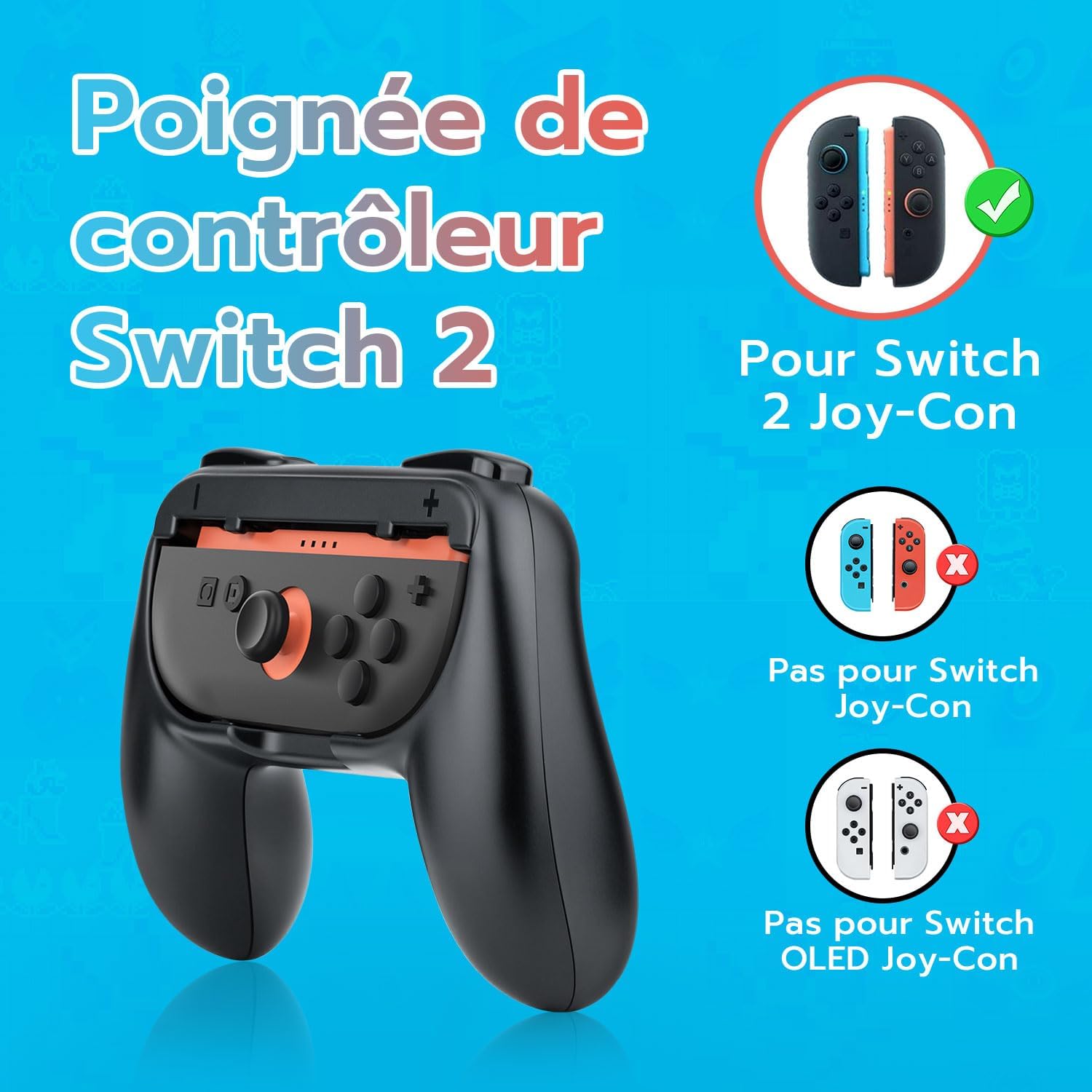 Detalle 2 de Pack 2 poignées Joy-Con pour Nintendo Switch 2 Mcbazel avec fonction de charge