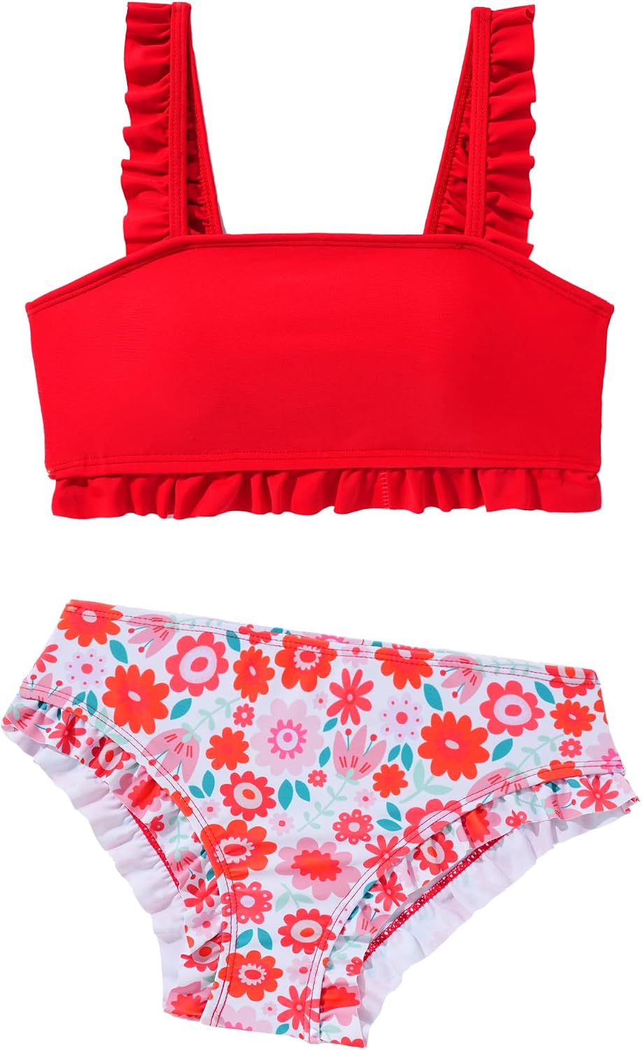 Detalle de Tween Girls Two-Piece Floral Print Bikini Set (Size 5–14) with Chest Pads