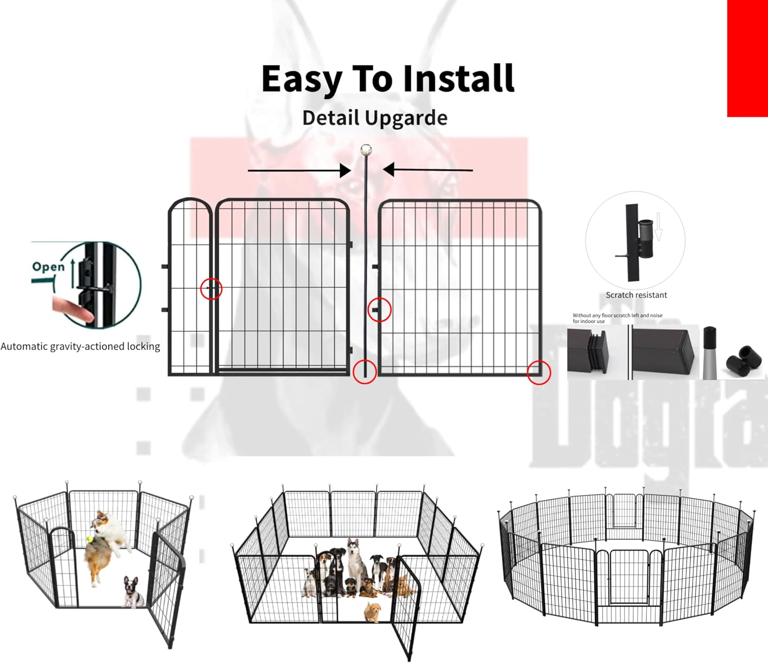 Detalle de IGOOUO Puppy Playpen Indoor/Outdoor 61cm High: A practical enclosure for safe, flexible space