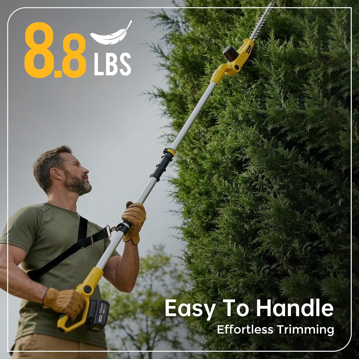 Detalle 1 de YDLawn 2503 20V Cordless Pole Hedge Trimmer, 15-Ft Reach, 22-Inch Blades