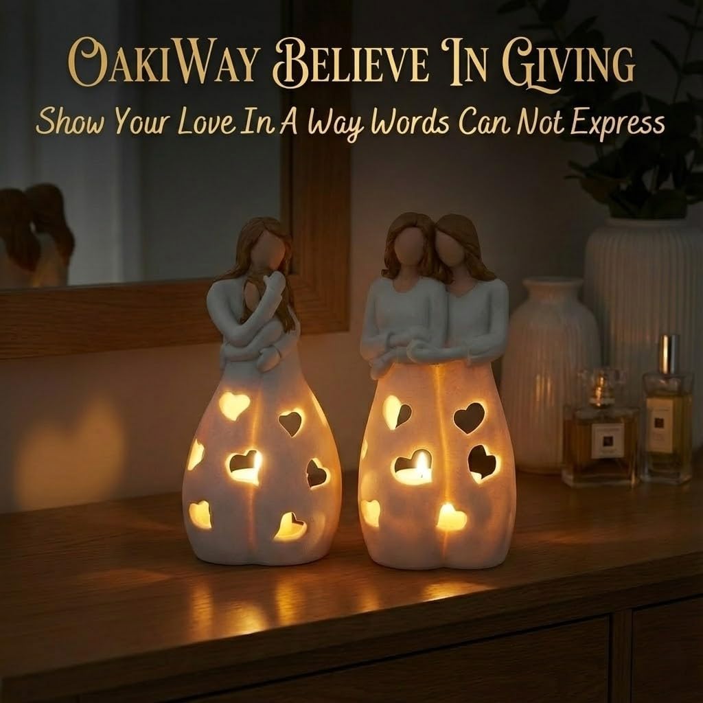 Thumbnail 4 de Sister/BFF/Mum Candle Holder Statue with Flickering LED Candle – Light Brown