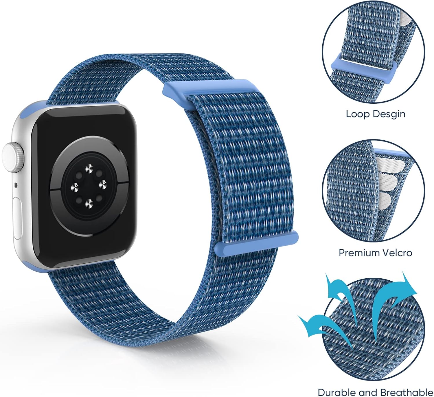 Detalle 2 de DigiHero Sport Nylon Strap for Apple Watch (40/42/44/41/45/46/38mm) – Breathable, Adjustable, One-Piece Loop Clasp