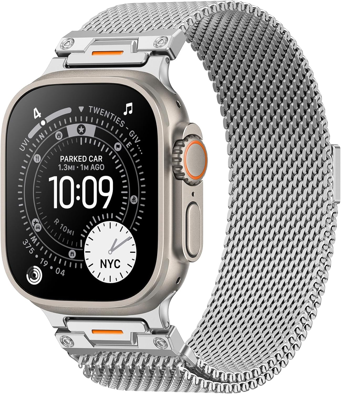 Detalle de EPULY Metal Milanese Loop for Apple Watch Ultra 3/2/1 and More – Magnetic, Adjustable 24mm Band