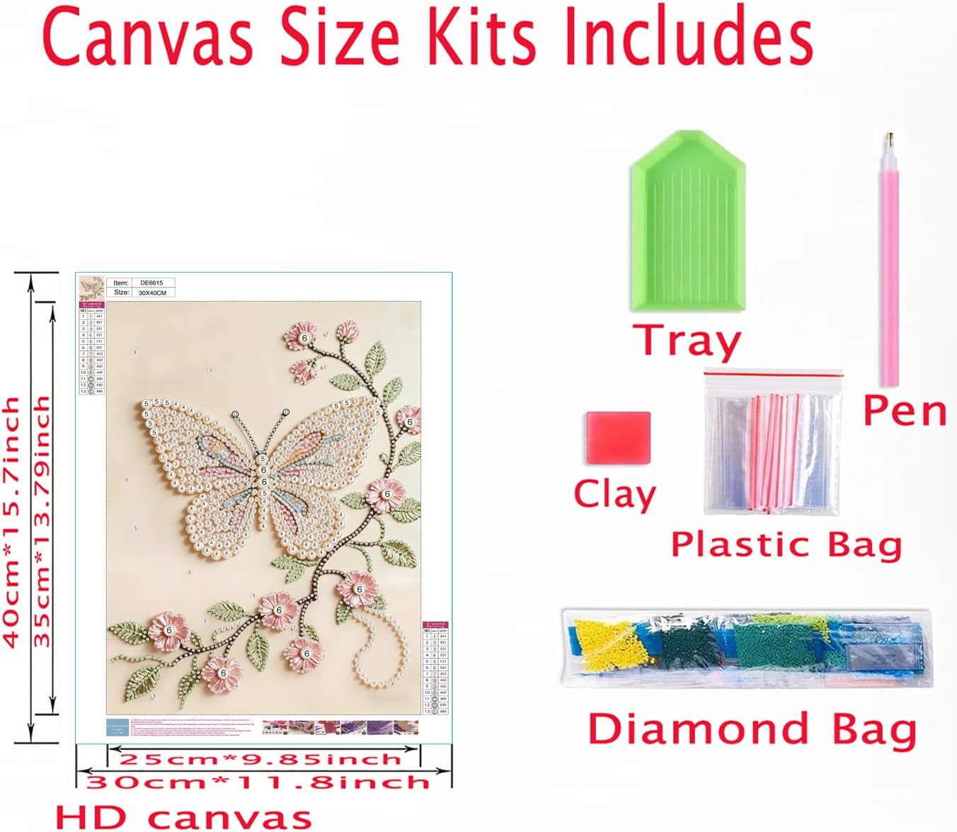 Detalle 1 de DIYBEADDOT Butterfly Pearl Diamond Painting Kit, 12 x 16-Inch Special-Shape Art