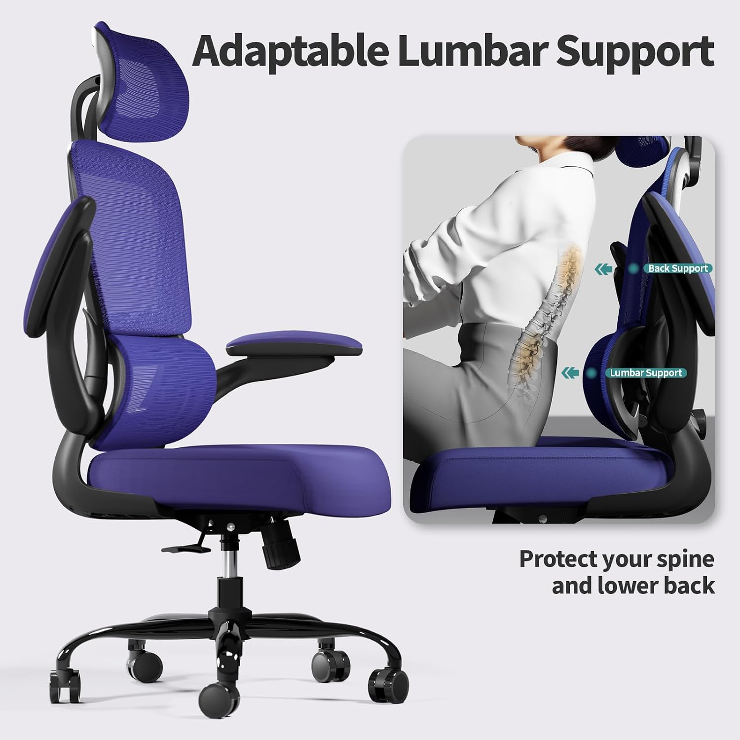 Thumbnail 3 de TRALT Office Chair Ergonomic Desk Chair – Violet, 330 LBS Capacity