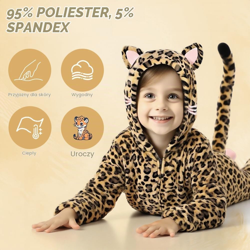 Detalle 2 de AUYAO dziecięca piżama kigurumi, jednoczęściowy pluszowy kostium zwierzęcia