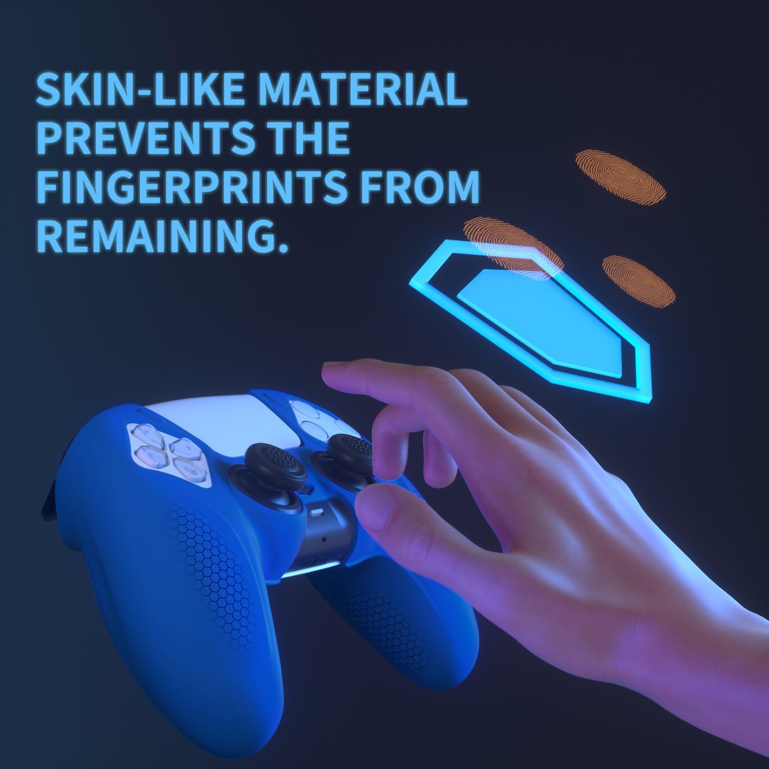 Detalle 2 de PlayVital Ninja Edition: Anti-Slip Silicone Cover Skin for PS5 Wireless Controller (Blue)
