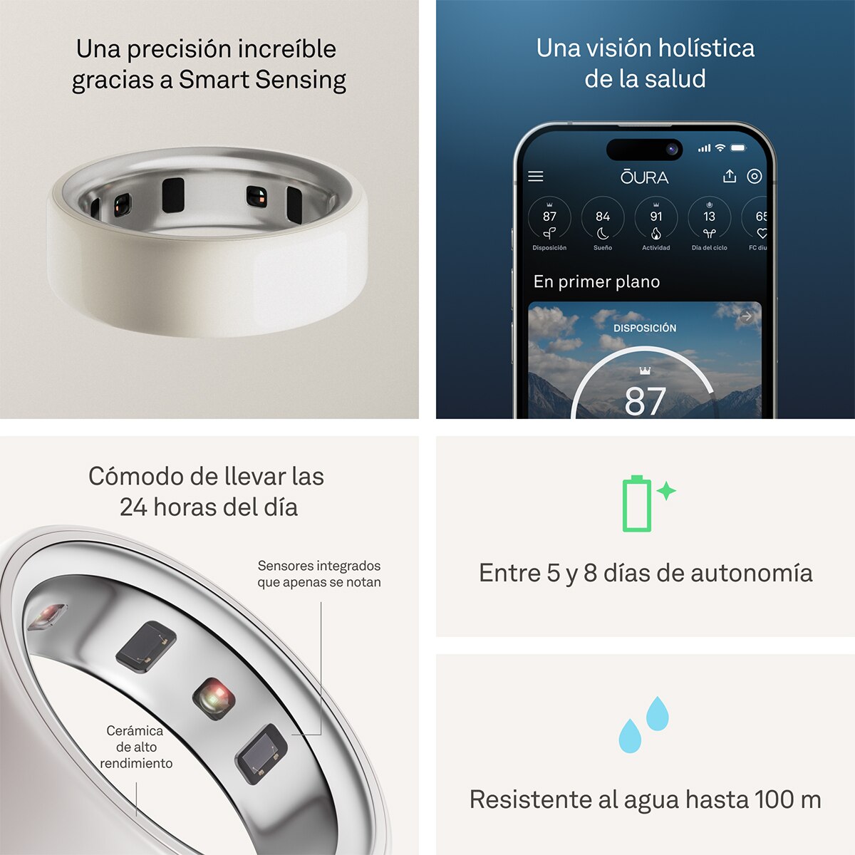 Thumbnail 4 de Oura Ring Gen4 Ceramic Blanco nube ⌚