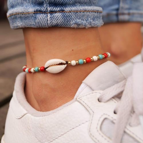 Detalle 2 de Made by Nami Surfer Fußkettchen mit Perlen – Handmade Multi Shell Fußband für Strand & Festival