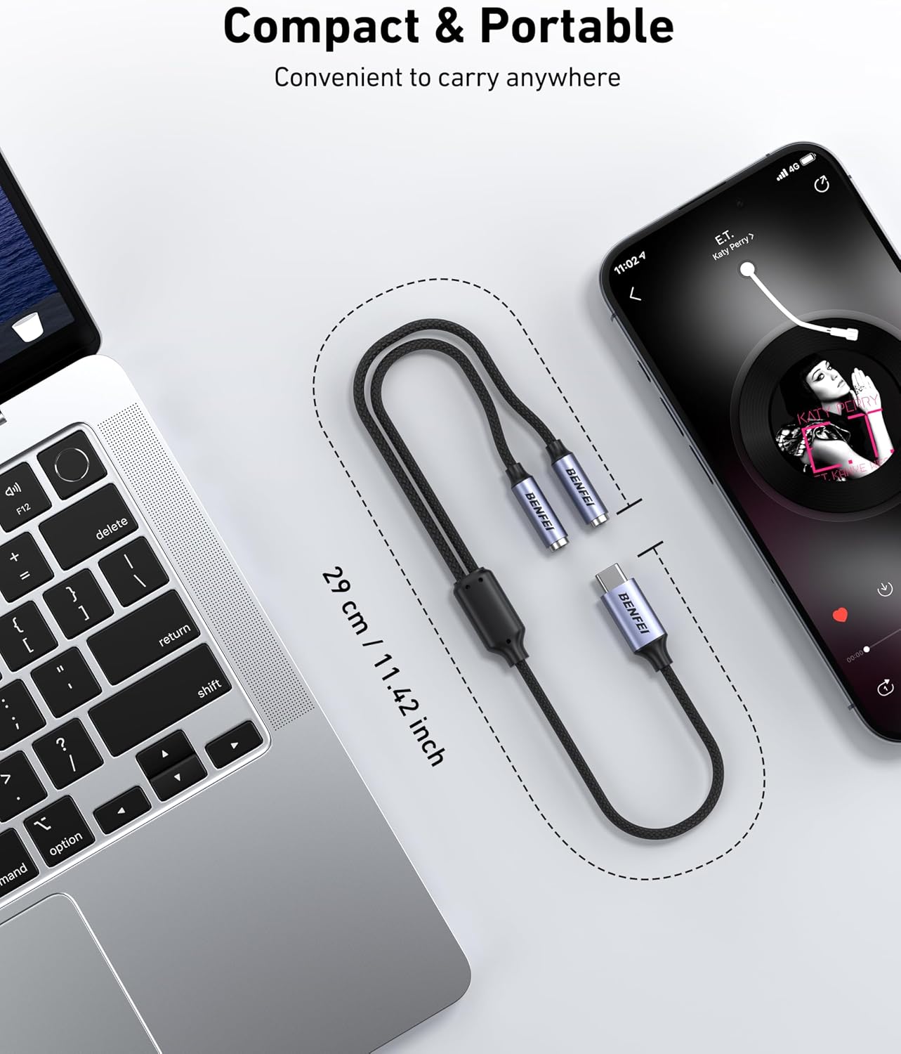 Detalle de BENFEI Splitter audio USB-C a doppio jack 3,5 mm: ascolto condiviso per due persone