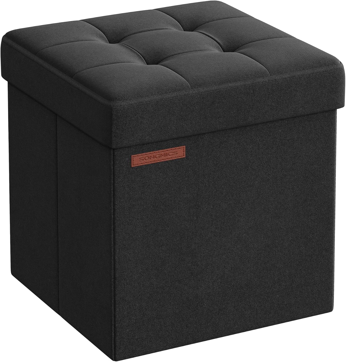 SONGMICS Puff Almacenaje 38 cm Negro Tinta
