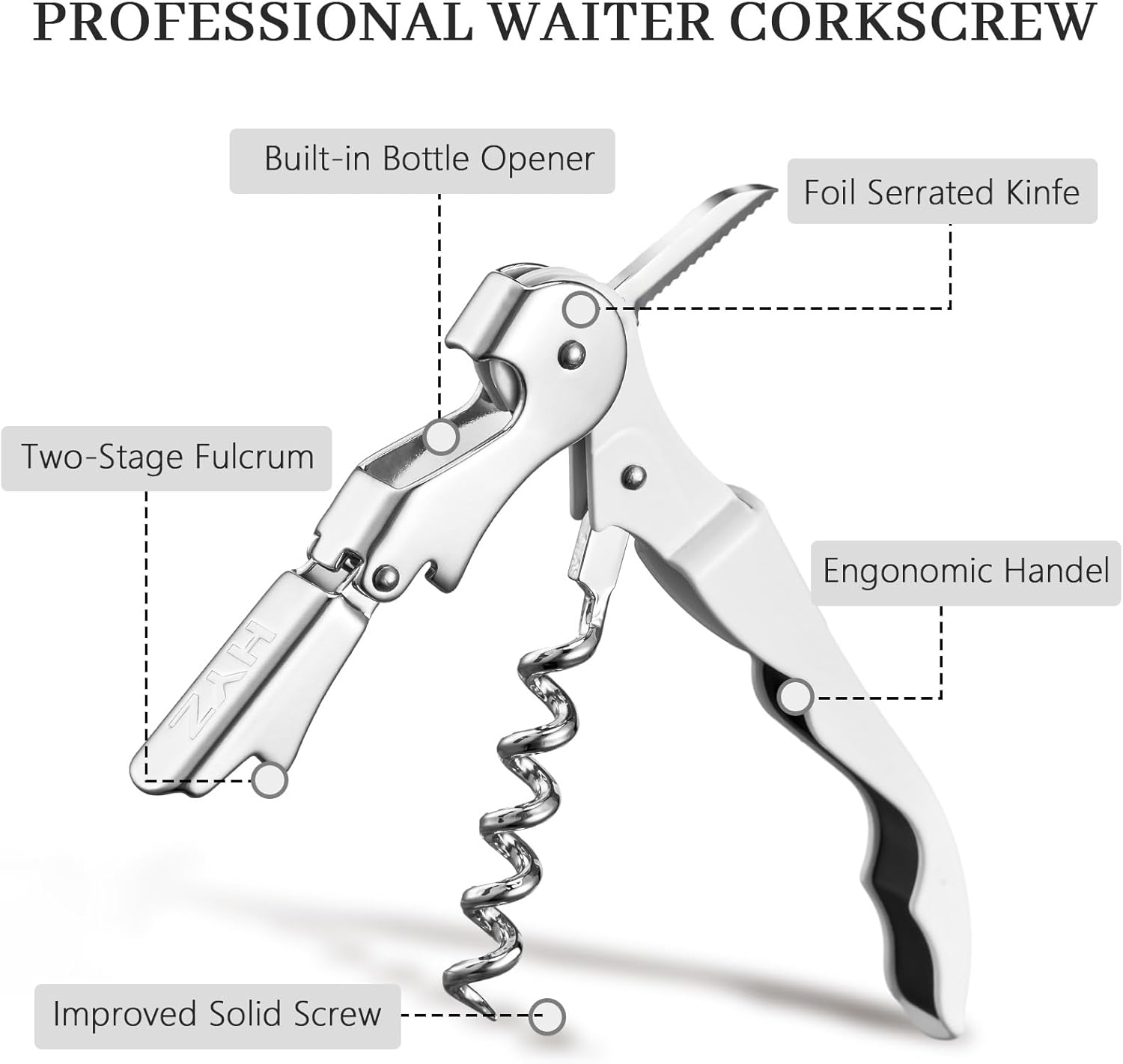 Detalle 2 de HYZ 2-Pack Wine Opener Waiter Corkscrew 🍷