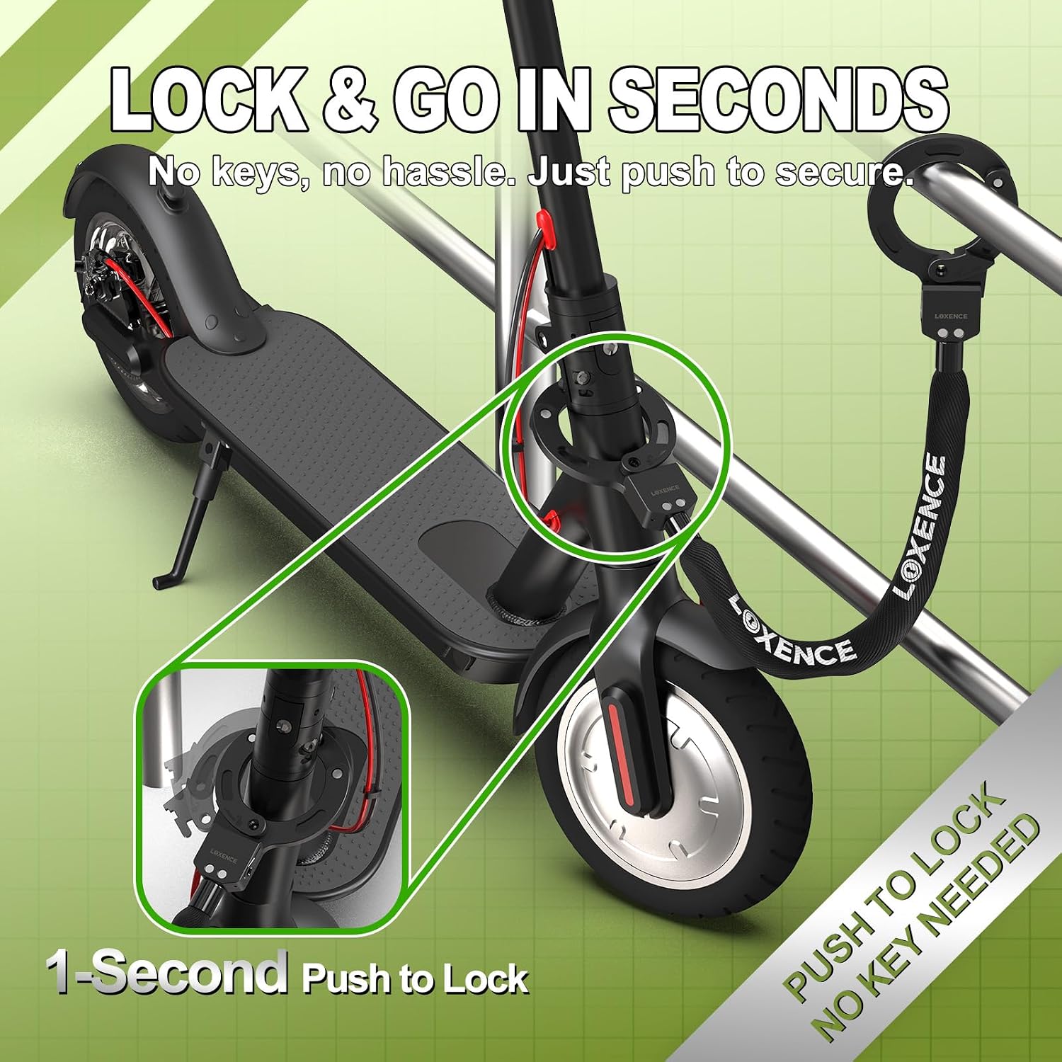 Thumbnail 4 de LOXENCE E Scooter Schloss: Handschellenschloss mit Kordelzugbeutel – Hohe Sicherheit für E-Scooter, Fahrräder und Motorräder