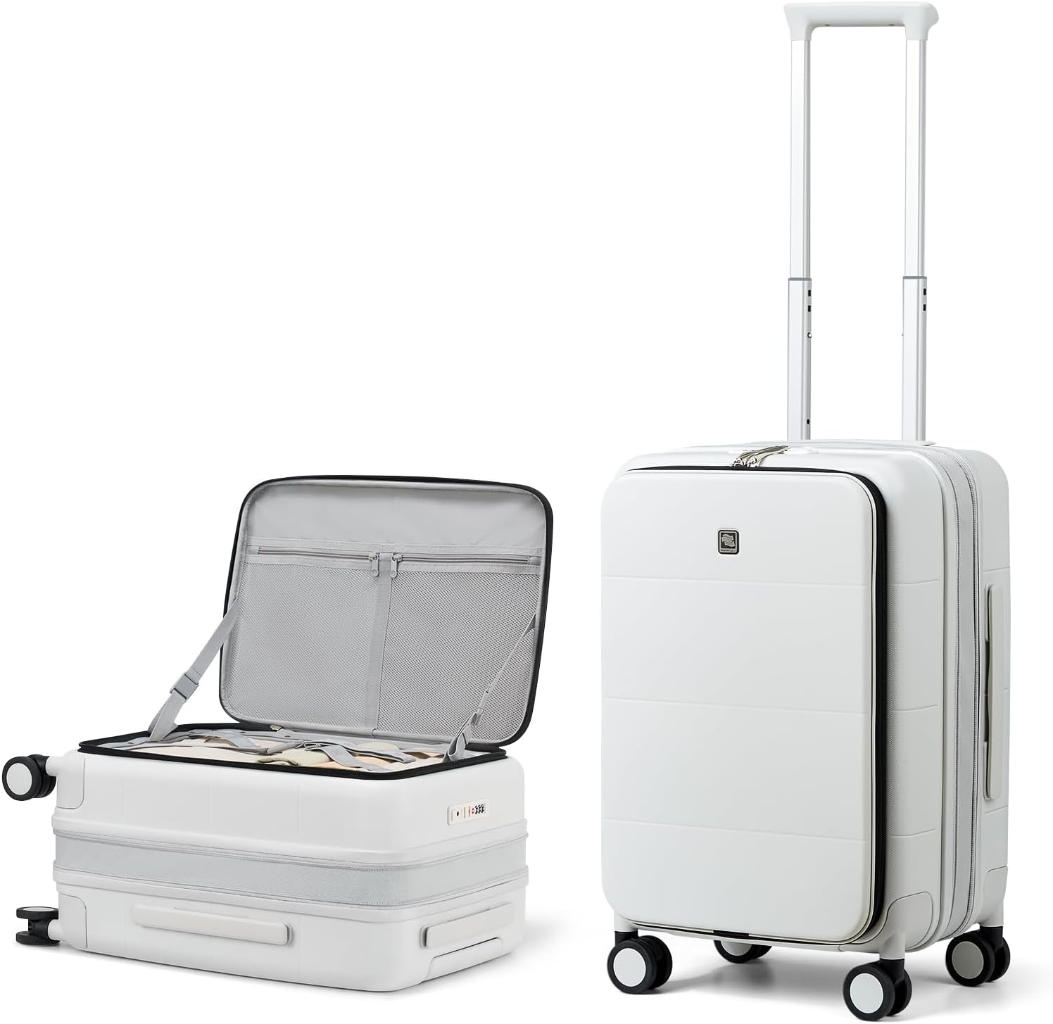 Detalle de Hanke Top Open Expandable 20 Inch Cabin Suitcase – Smoke White