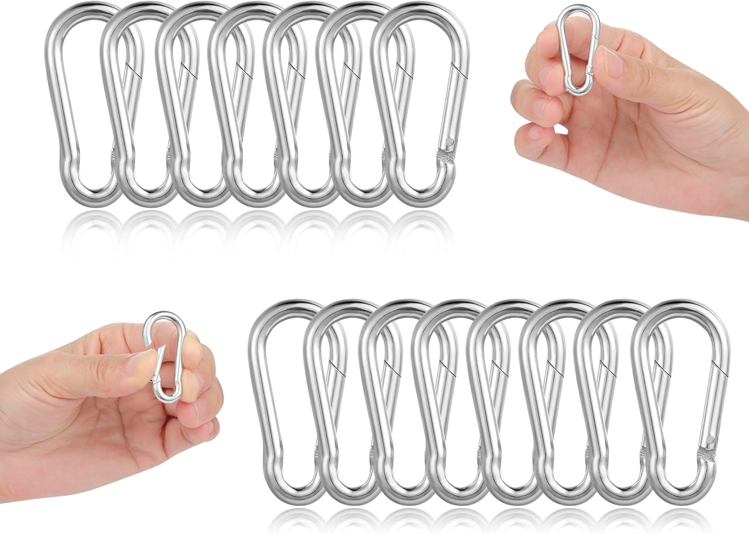 Thumbnail 3 de 15 Stück Karabinerhaken – klein, 40 x 4 mm, Edelstahl, Schnellverschluss