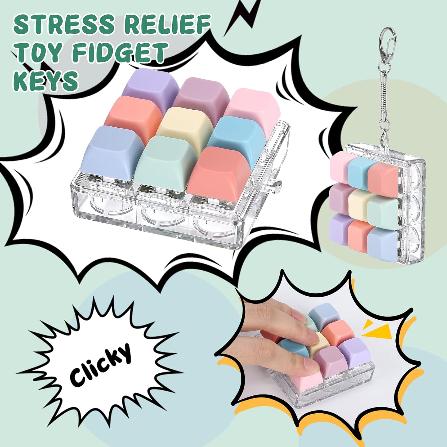 Thumbnail 4 de Axlksia Keyboard Fidget Toy: Portable Clicker Keychain for Stress Relief