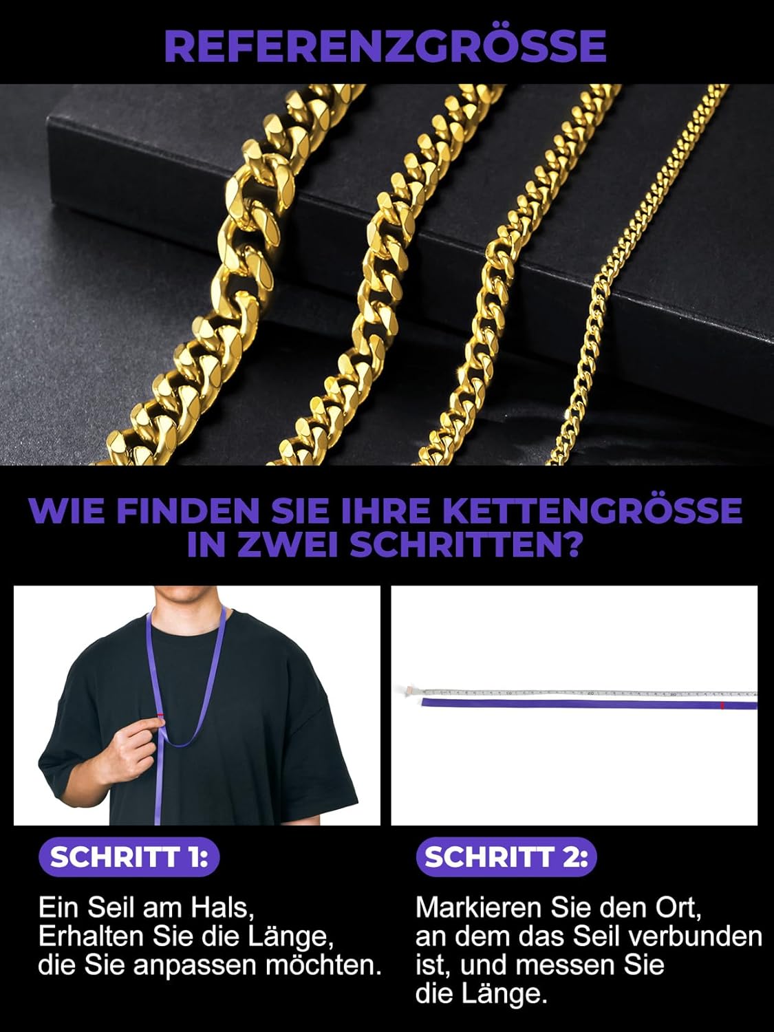 Detalle de Richsteel Herren Halskette Kubanische Panzerkette 3/6/9/12 mm – Edelstahl 36–76 cm