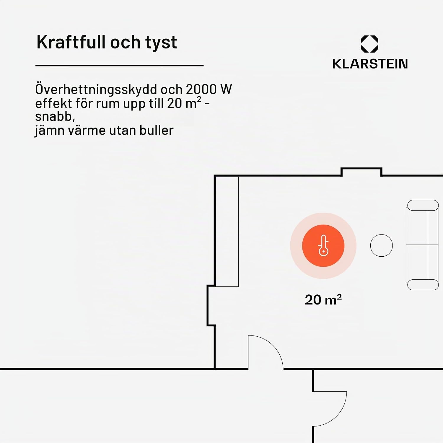 Thumbnail 1 de Klarstein ACO7-Bornholm-W konvektorelement, 2000 W med hjul och termostat