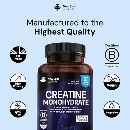Thumbnail 4 de New Leaf Products Creatine Monohydrate Tablets 180: 3000mg per serving, vegan & gluten-free