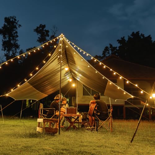 Detalle de Forceatt Camping Tarp mit 2 Stangen – wasserdicht, UV-Schutz, 4,6 × 5,2 m
