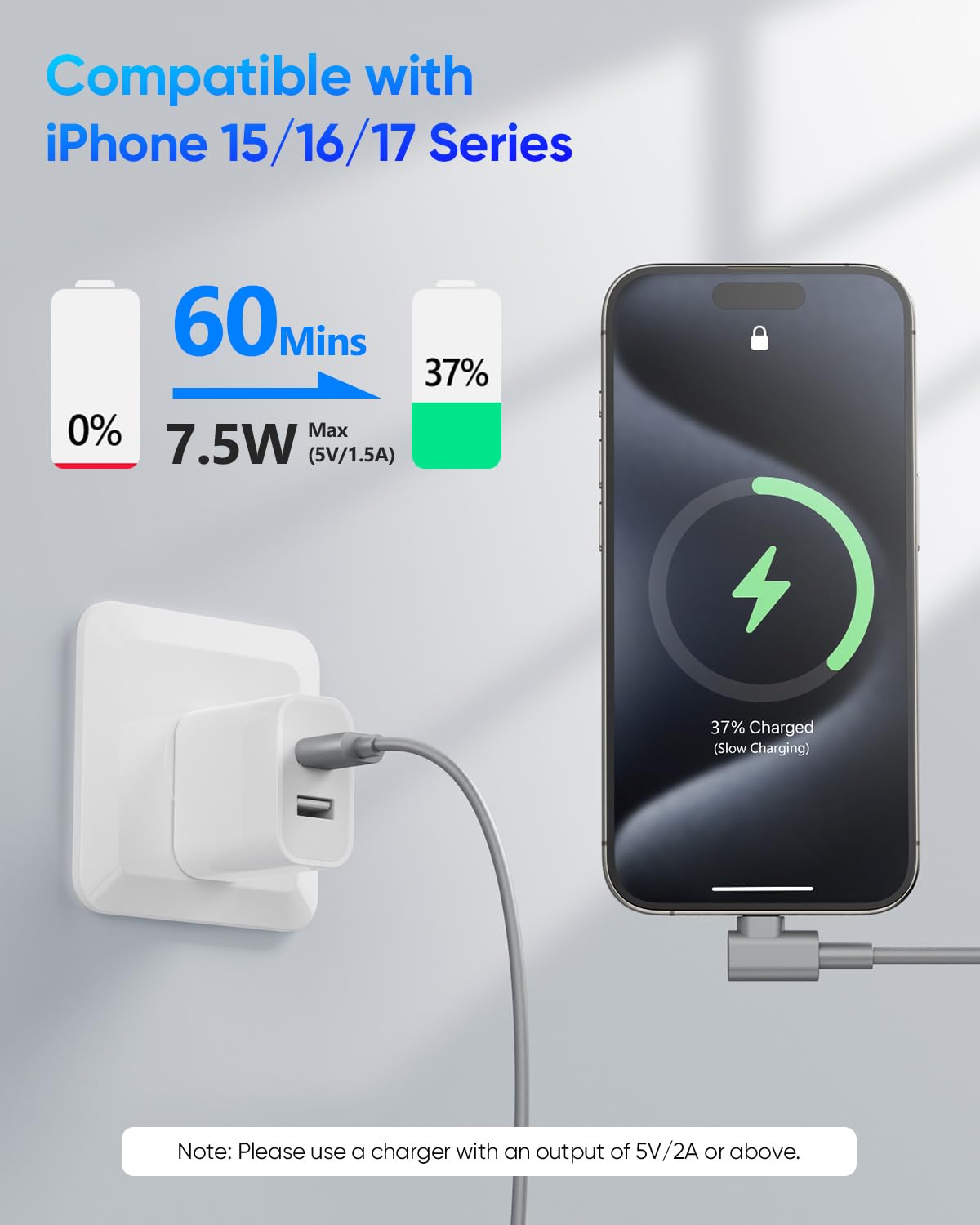 Detalle de SUNGUY USB-C 90° Kabel – 2er Set, 3 m, 3 A Lade- und Synchronisationskabel Typ-C