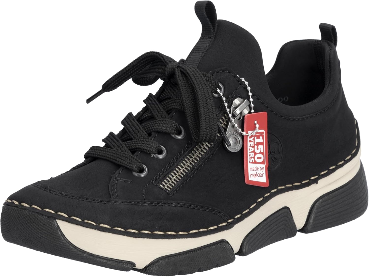 Detalle de Rieker Damen Low-Top Sneaker 45973 – Halbschuhe aus elastischem Scuba-Material