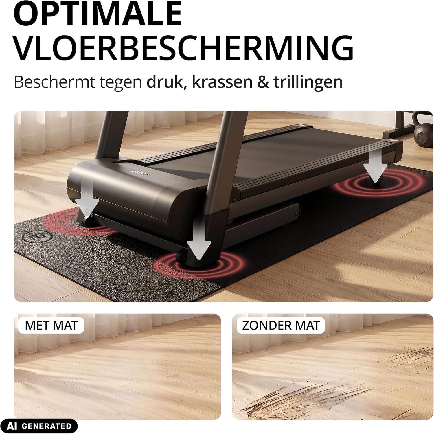 Thumbnail 1 de BeMaxx vloermat voor fitnessapparaten van PVC, 140 x 70 cm, antislip
