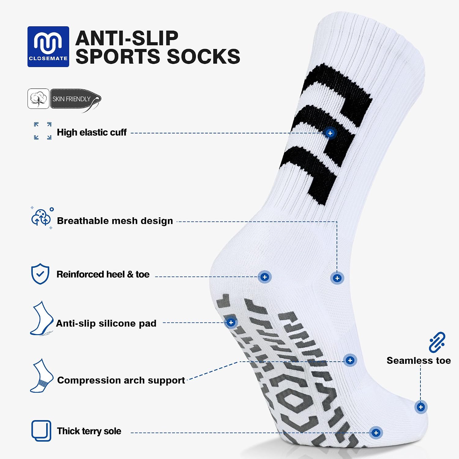 Thumbnail 2 de CLOSEMATE Football grip socks 1/3 pairs