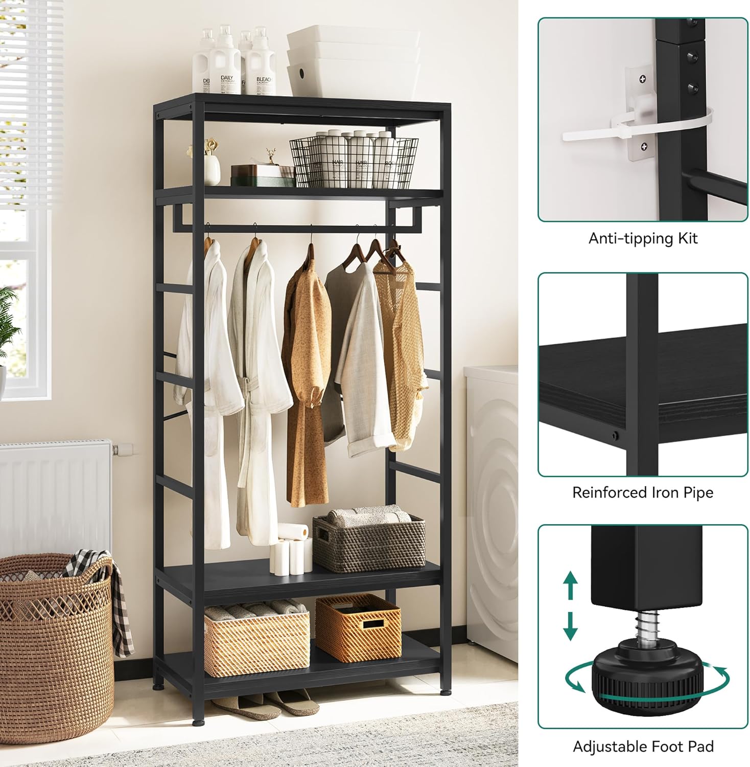 Thumbnail 2 de YITAHOME Coat Rack Stand with Shoe Storage: Sturdy Floorstanding Hall Tree
