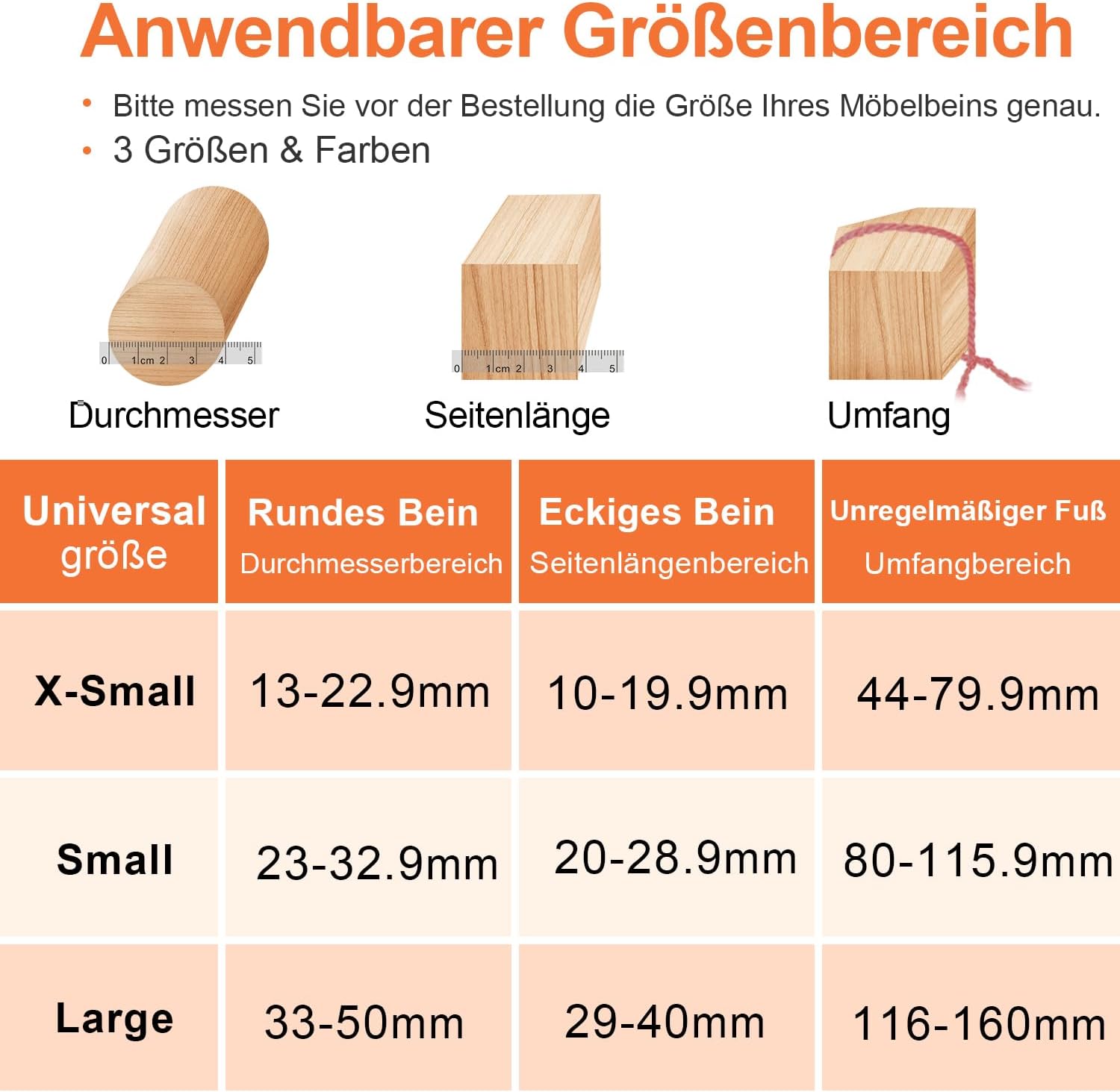 Detalle de 32er Stuhlbeinkappen mit Filz und transparentem Silikon – passend für Stuhlbeine (23–32,9 mm rund)