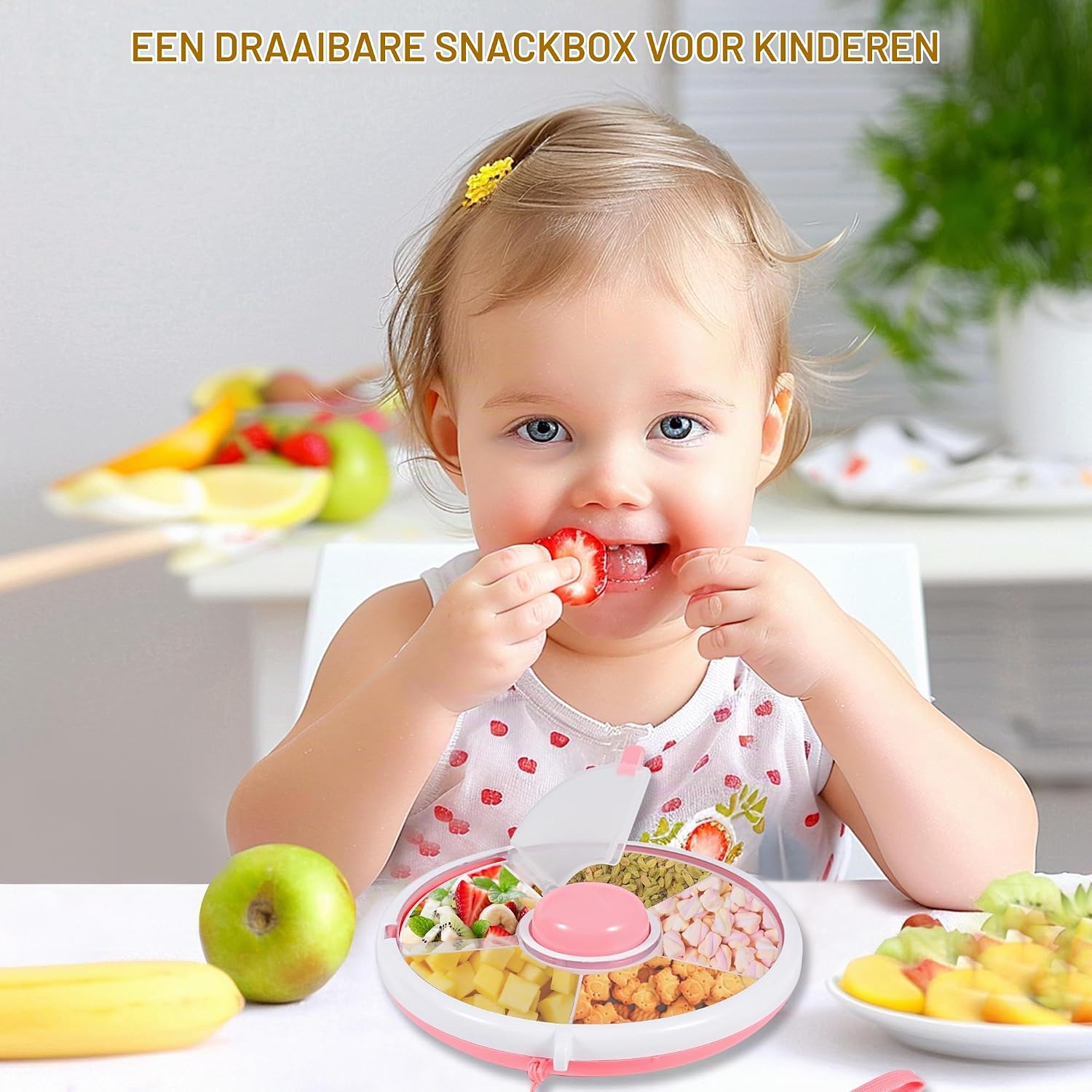 Detalle de Vefacion snackbox voor kinderen met 5 vakken, draaimechanisme en draaggreep