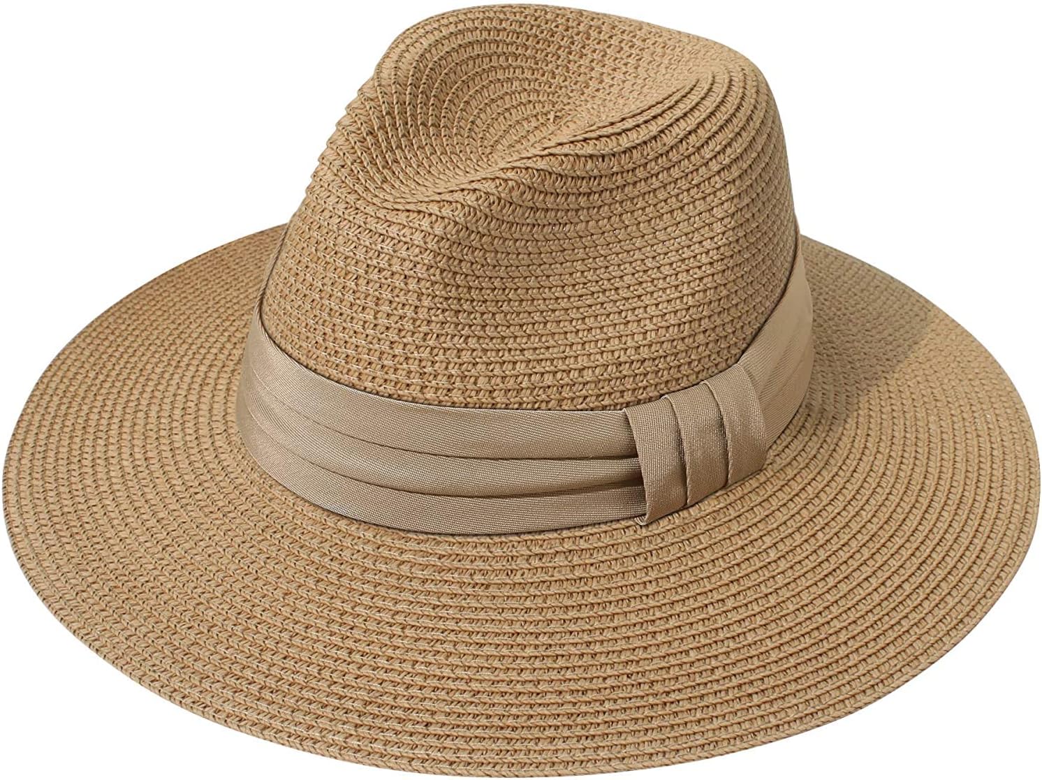 Detalle de DRESHOW Damen Panama Hut mit breiter Krempe – Stroh Fedora mit UPF 50+