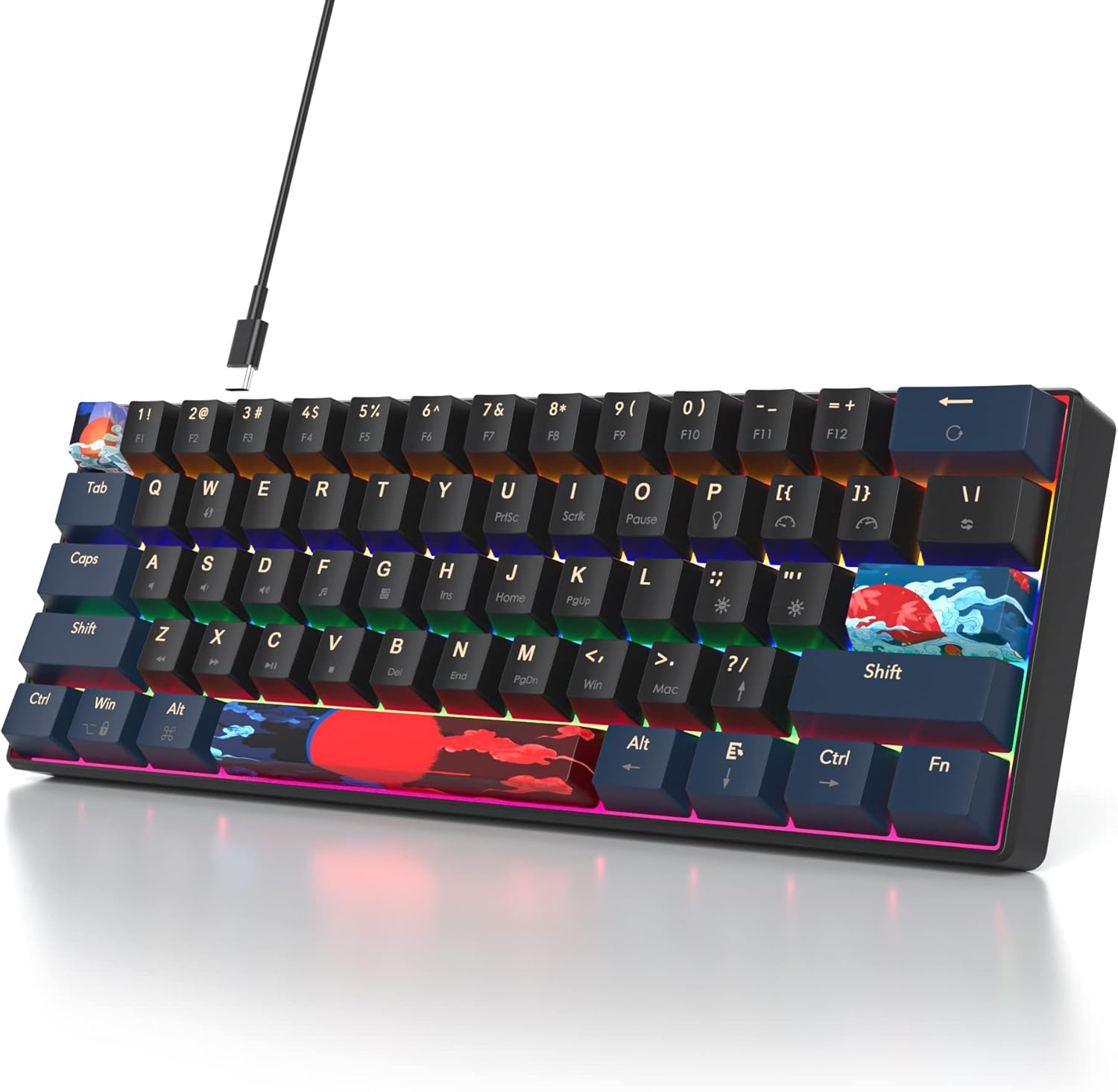 Detalle 2 de SOLIDEE 60% 61‑Tasten Gaming‑Tastatur mit roten Schaltern