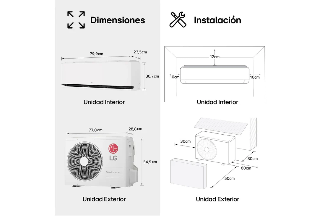 Detalle 2 de LG Dualcool AI Air S: Aire acondicionado 2x1 con 2150+2150 frigorías y Garantía de por Vida