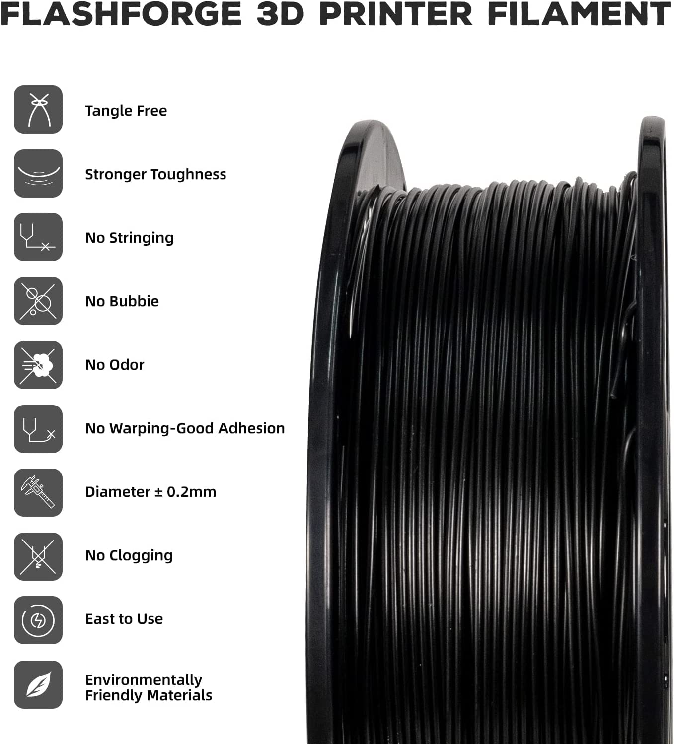 Detalle 2 de Flashforge ABS Pro Filament 1.75mm Black
