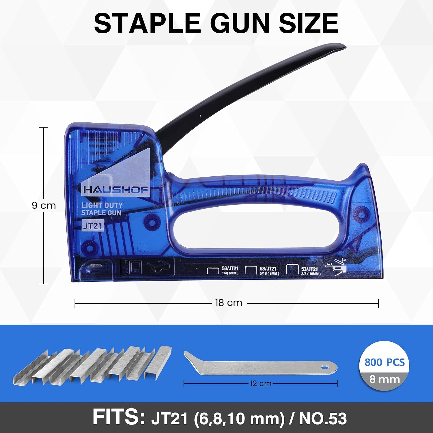 Thumbnail 2 de HAUSHOF Transparent Staple Gun Tacker Kit — Light Duty for Wood, Fabric & Decoration