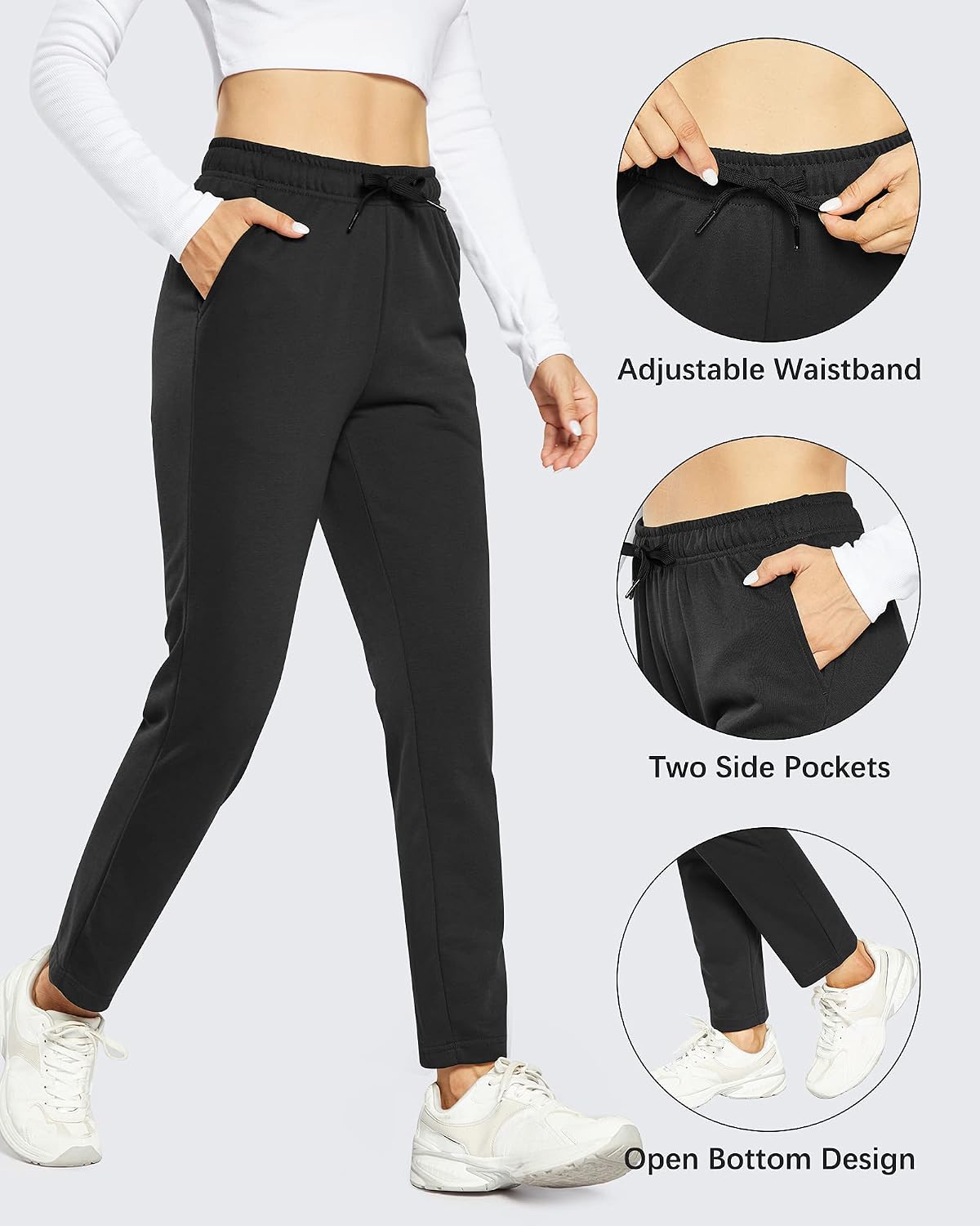 Thumbnail 4 de OUGES Womens Cotton Open Bottom Joggers