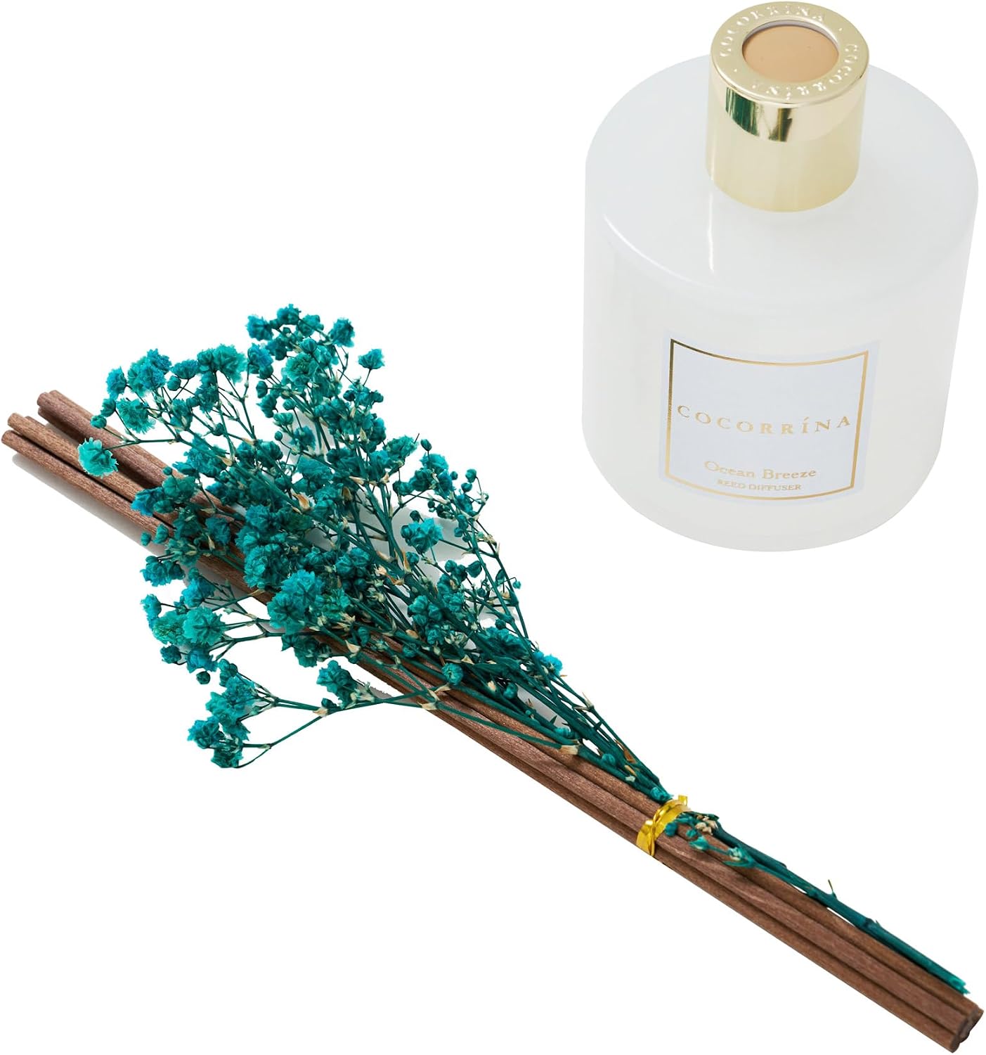 Detalle de COCORRÍNA Ocean Breeze Reed Diffuser – Gardenia, Amber & Cashmere Wood Aroma