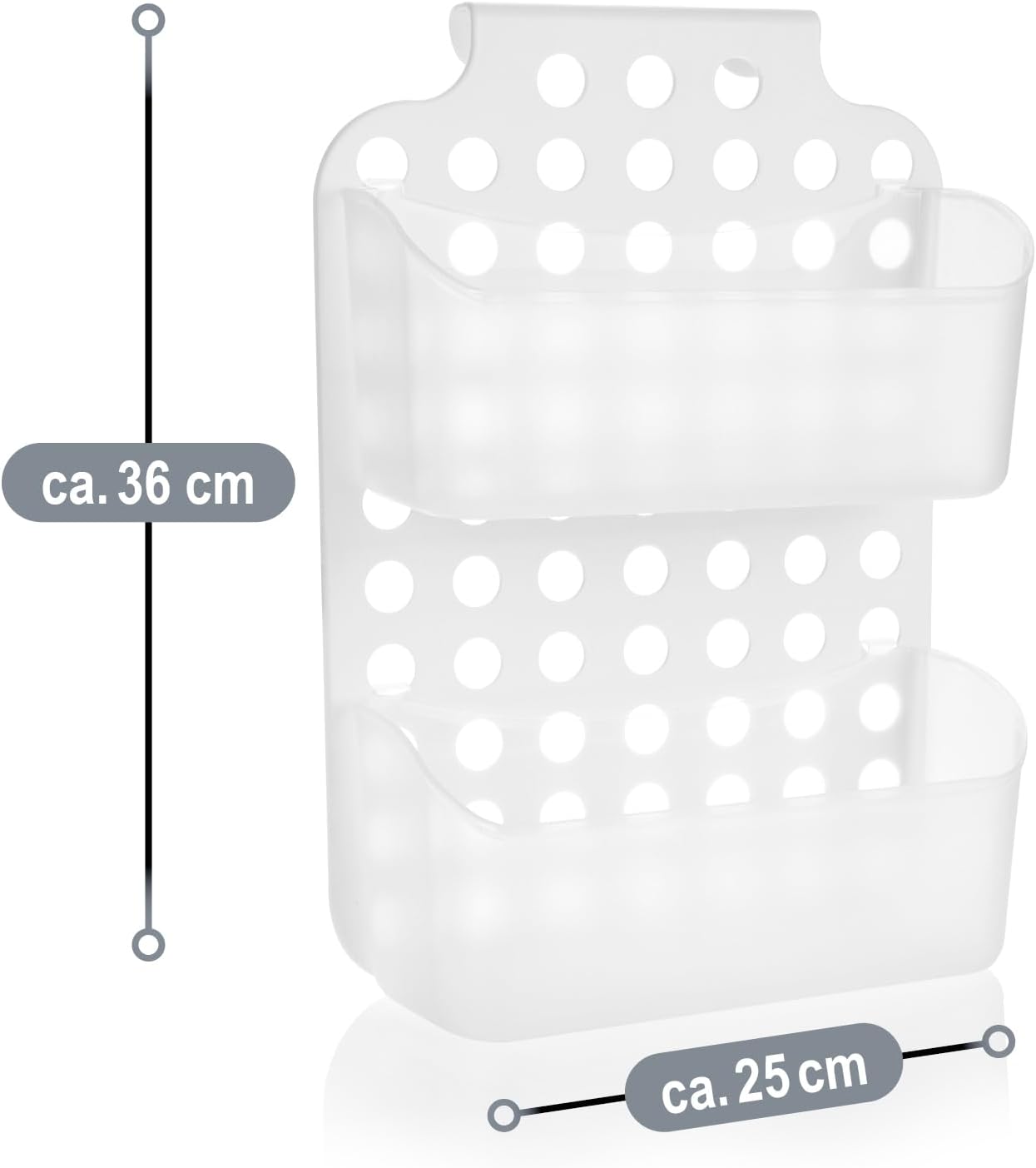Detalle de com-four Panier de douche à 2 compartiments avec support et crochets – étagère douche blanche