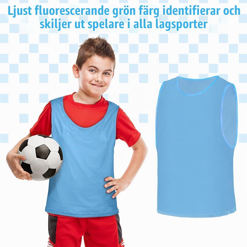 Thumbnail 5 de AUYAO träningsvästar för fotboll, 6-pack i neongrön polyester