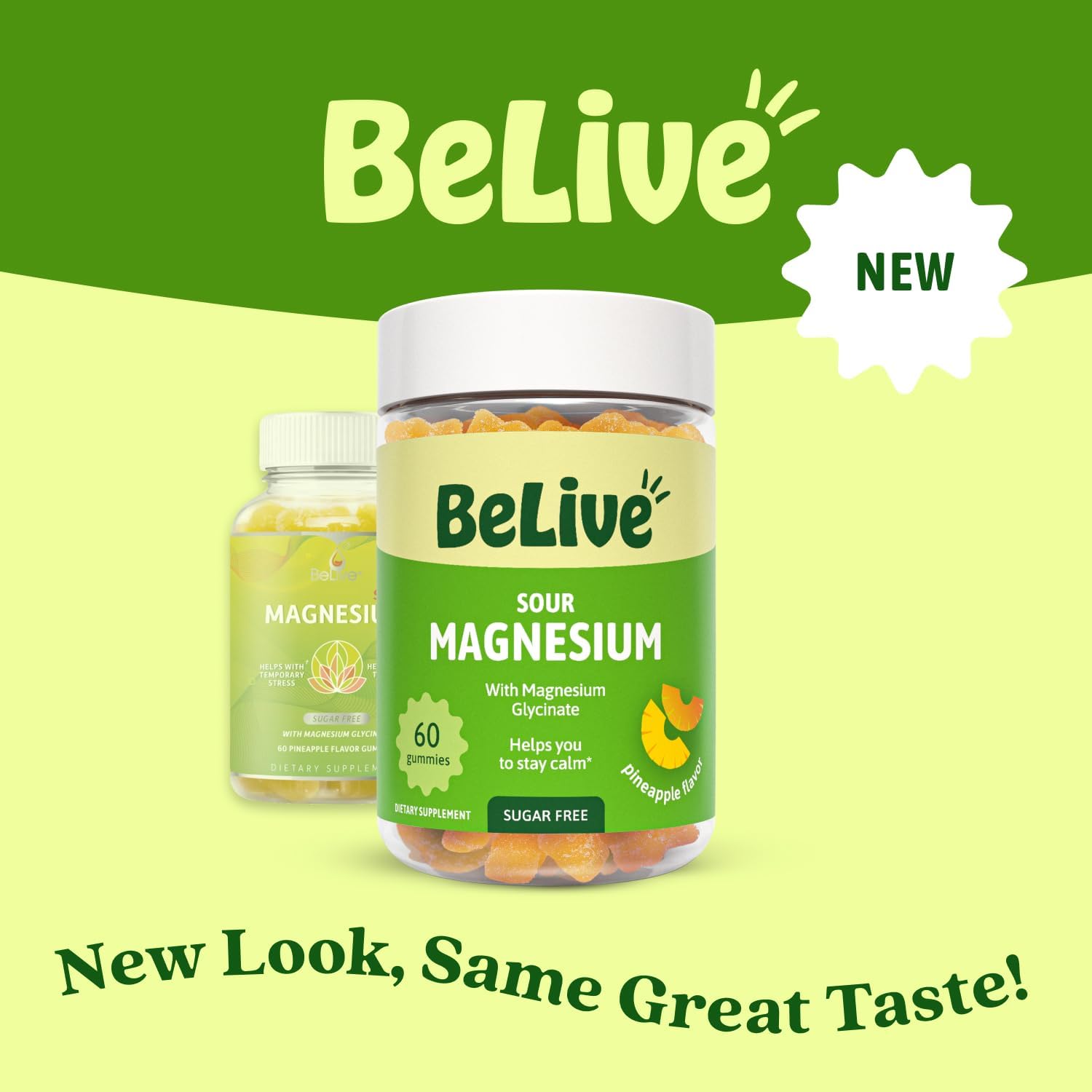 Detalle 2 de BeLive M7-3CW7-ZFI8-UPC1 Magnesium Glycinate Gummies, Sugar-Free Pineapple, 60 Count