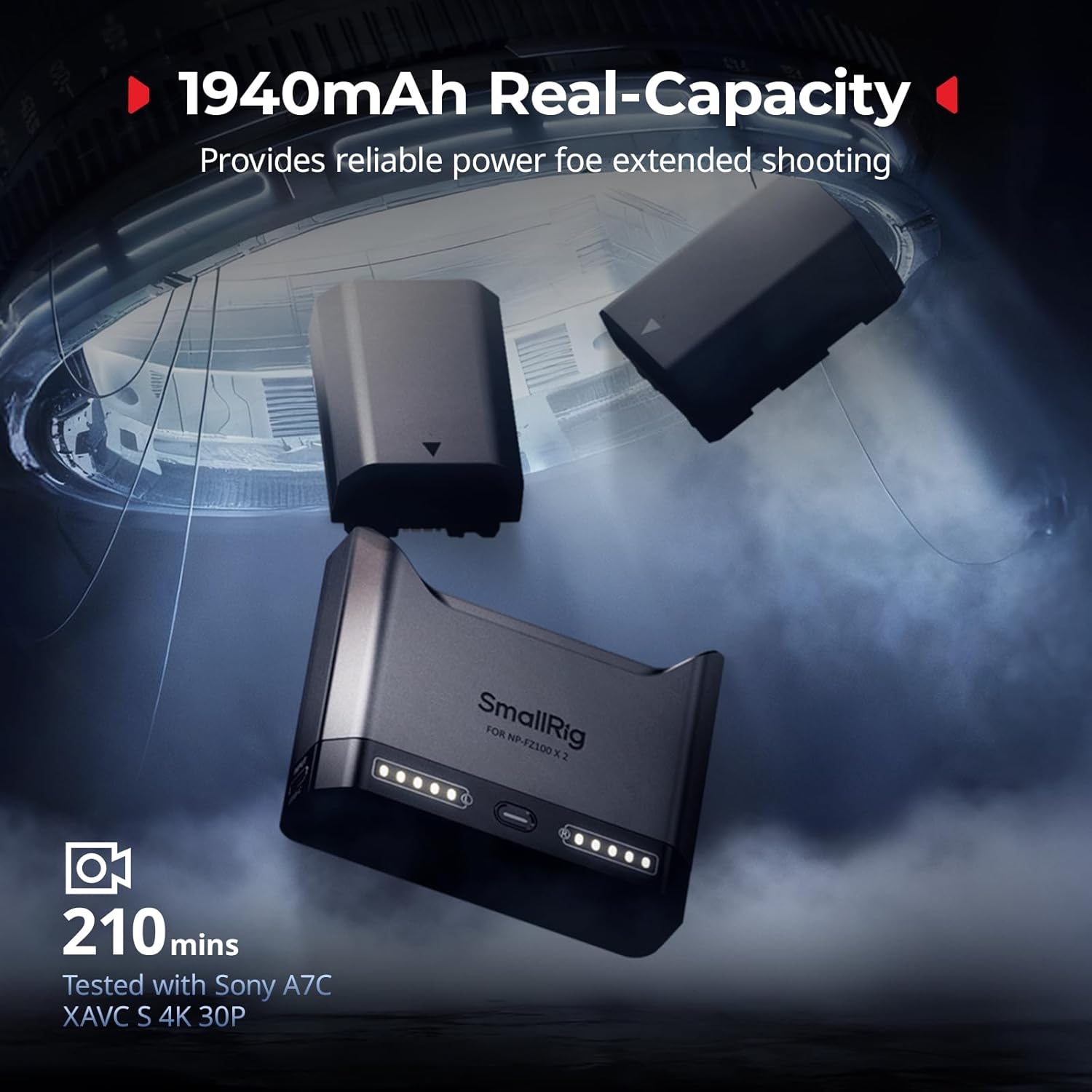 Thumbnail 1 de SMALLRIG NP-FZ100 Camera Battery Set for Sony with 22.5W Dual Slot Charger