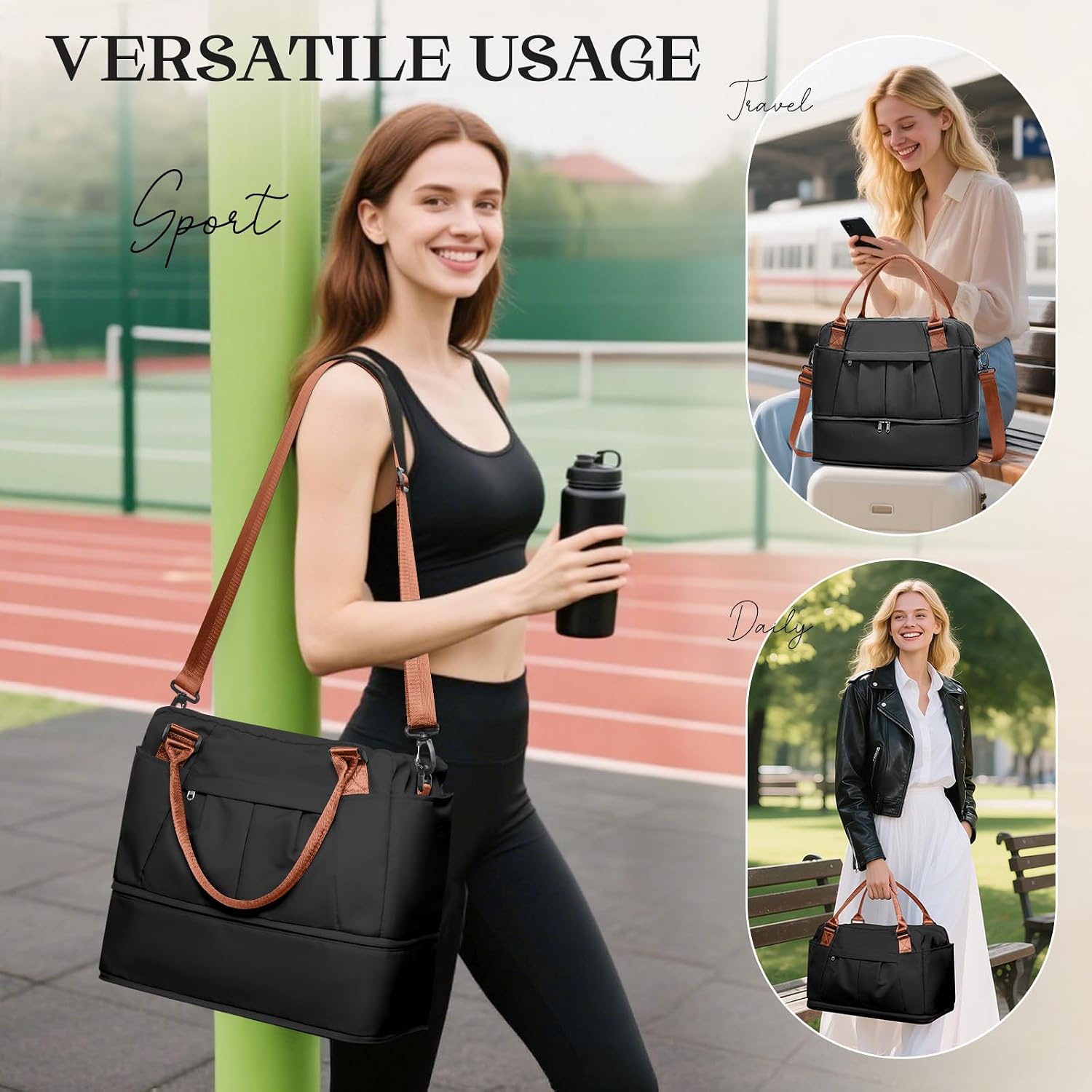 Thumbnail 6 de SEAFEW Borsone da Viaggio 40x30x20 cm, espandibile con scomparto per scarpe e borsa bagnata — ideale per weekend
