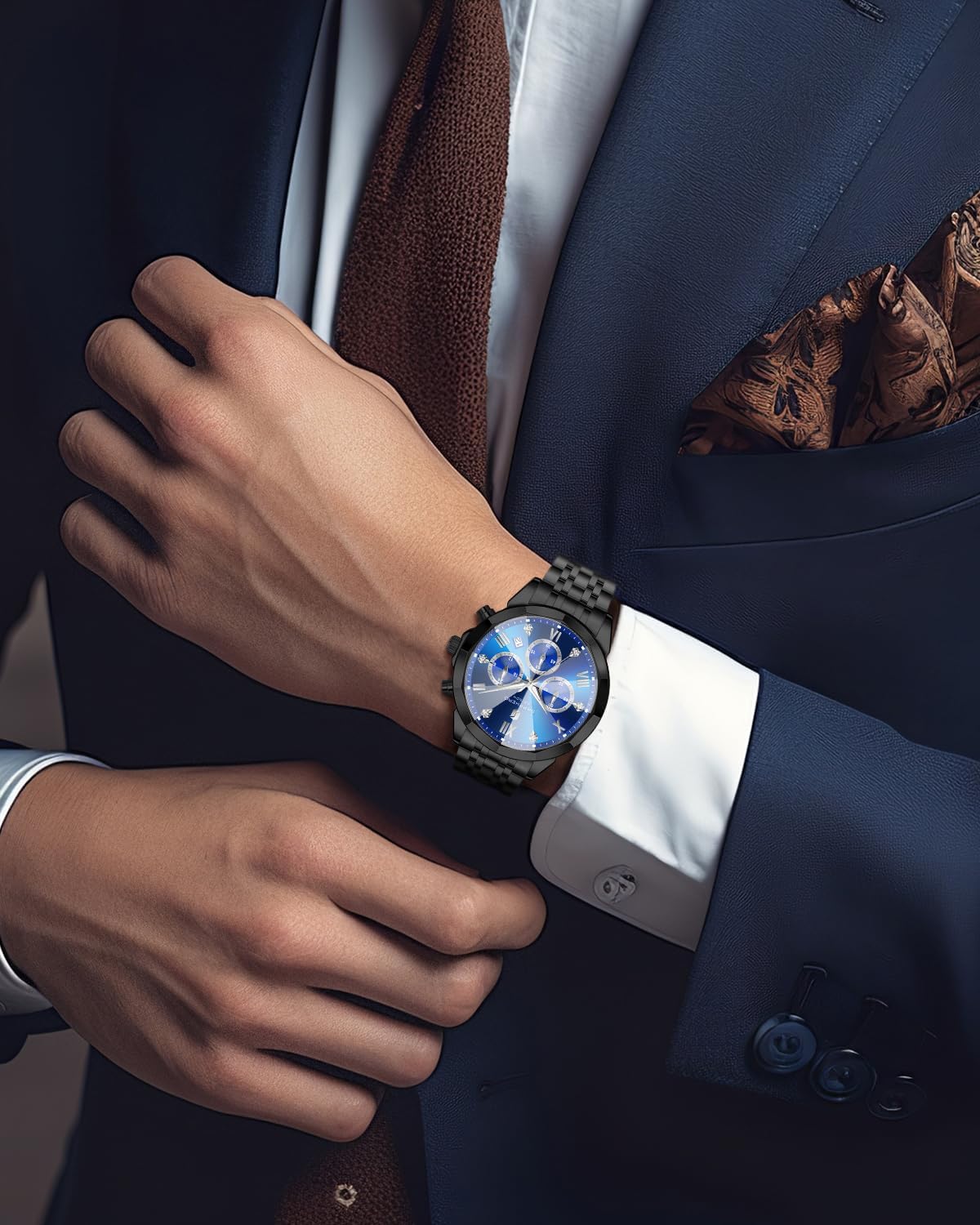 Thumbnail 2 de SAPPHERO Orologio Uomo Analogico al Quarzo Cronografo 50M, cinturino in acciaio